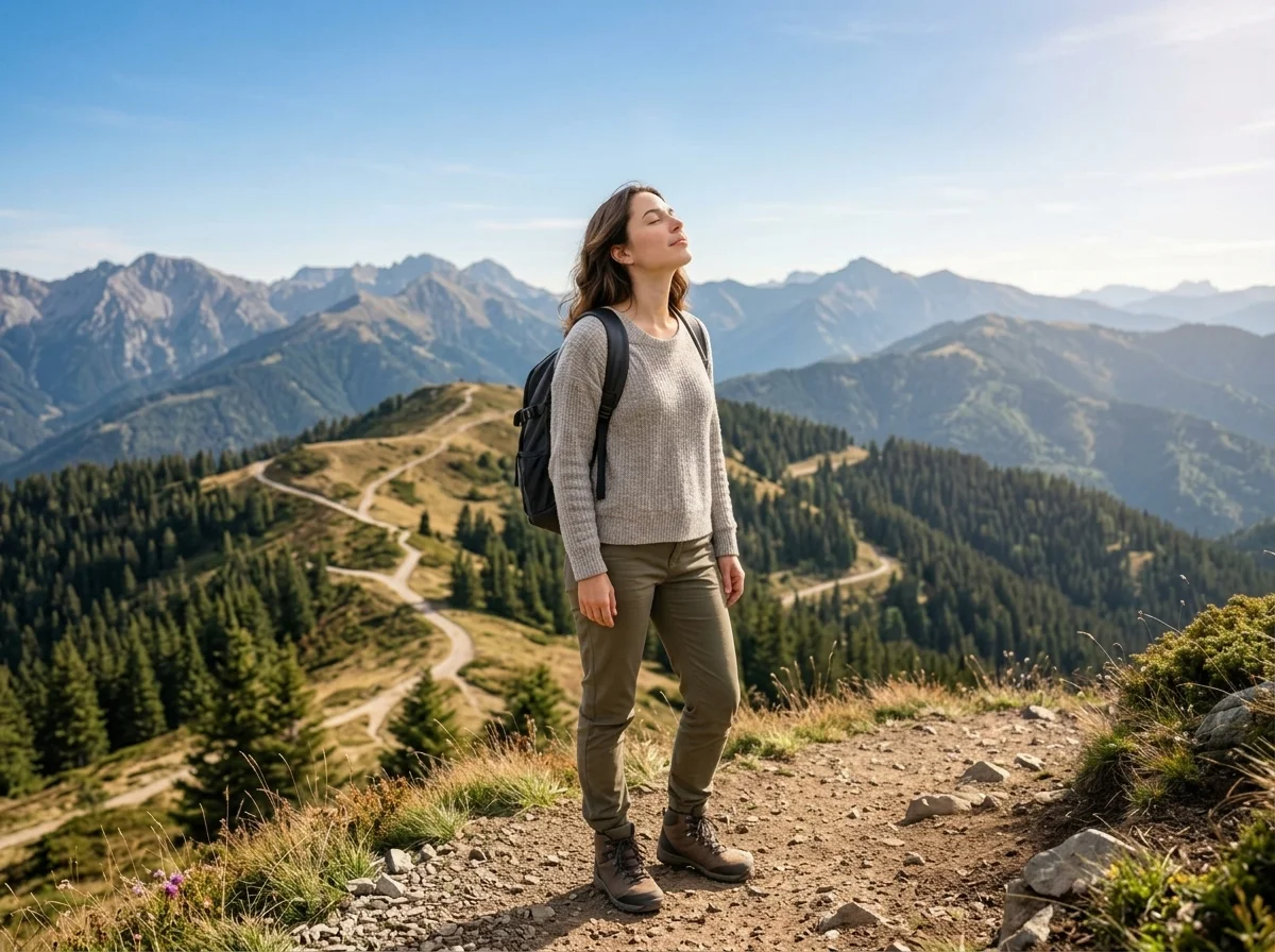 Woman enjoying a calm outdoor setting