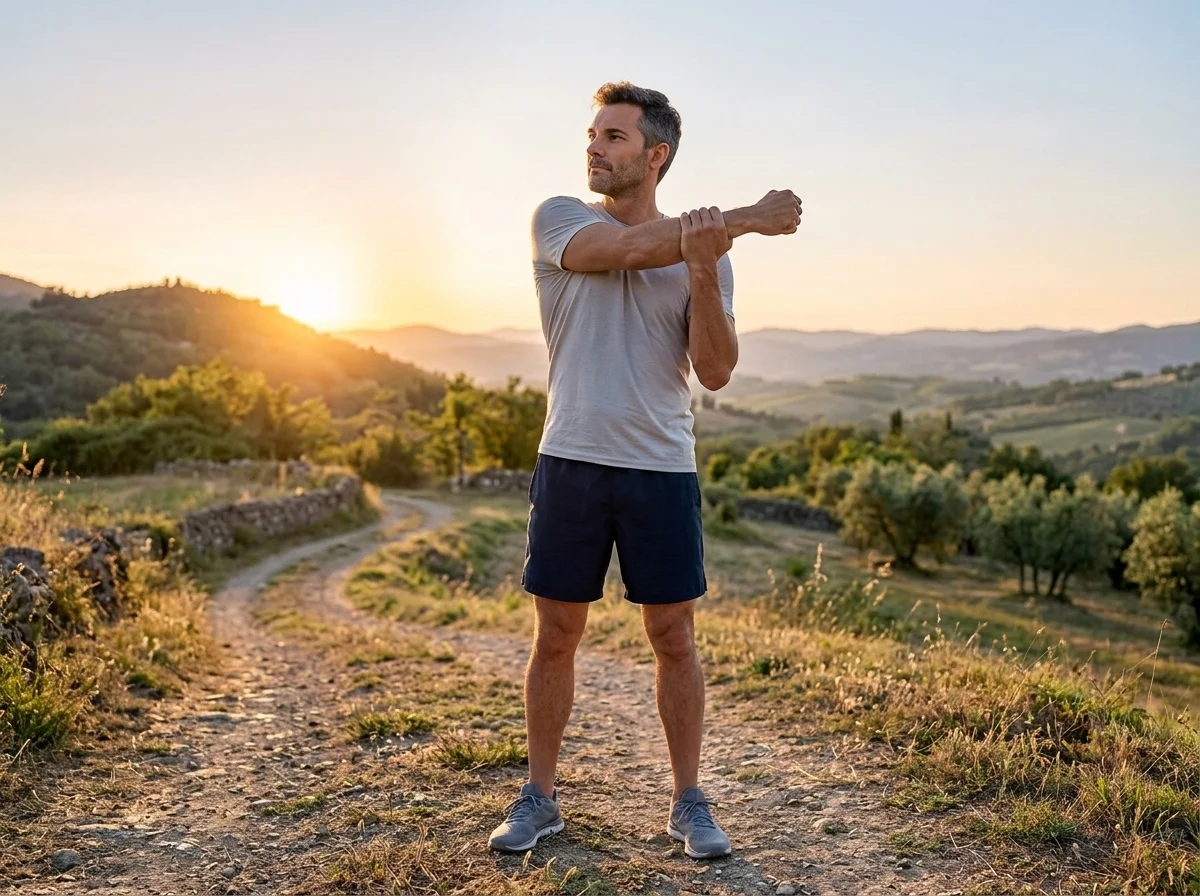 Active man stretching outdoors
